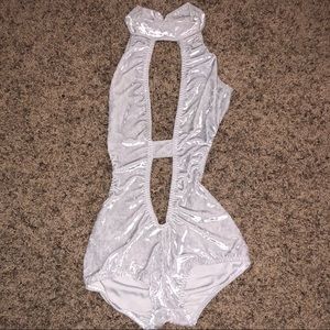 Iheartraves white velvet bodysuit